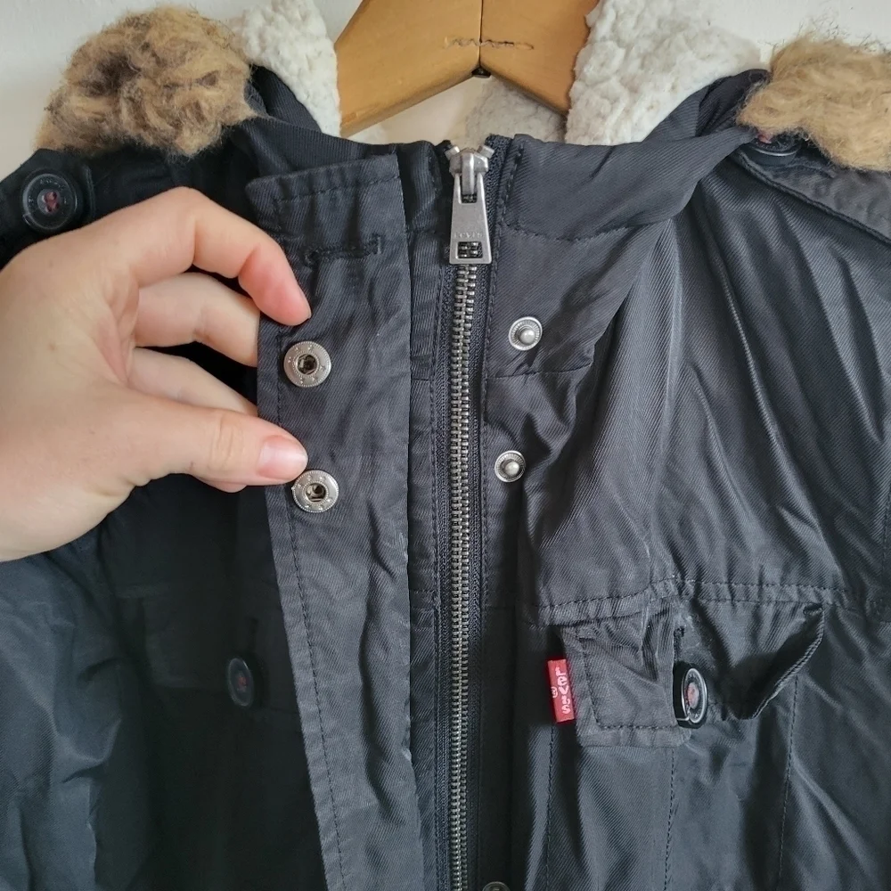LEVI'S Jacket Quilt And Sherpa Lined Black Small